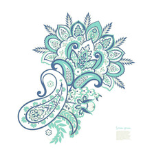 Paisley Floral oriental ethnic Pattern. Vector Damask Ornament