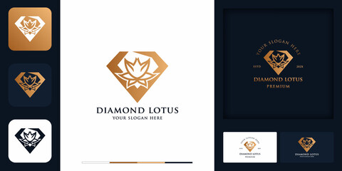 diamond flower modern vintage logo design and business card
