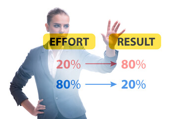 Businesswoman in pareto rule illustration