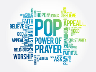 POP - Power Of Prayer word cloud, concept background