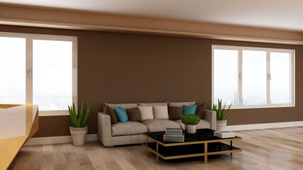 brown office wooden lobby waiting room for company wall logo mockup