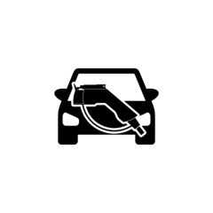 Electric car and electrical plug charging icon isolated on white background