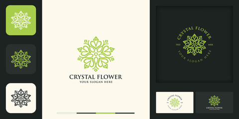 crystal flower modern vintage logo and business card design