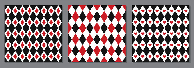 Set of harlequin retro 1970s style abstract backgrounds