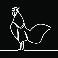 rooster chicken oneline continuous line art premium vector set