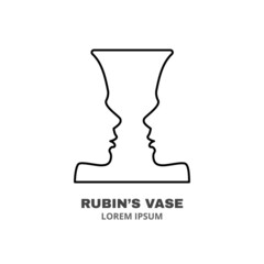 Psychology line icon concept. Rubin,s vase as concept of self knowing outline stroke element. Psychologist counseling. Psychotherapy. Editable stroke vector illustration
