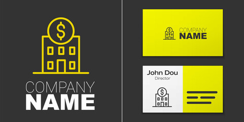 Logotype line Bank building icon isolated on grey background. Logo design template element. Vector