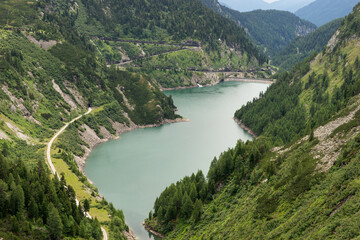 Fototapeta premium Galgenbichl dam and reservoir in the Hohe Tauern. Carinthia. Austria