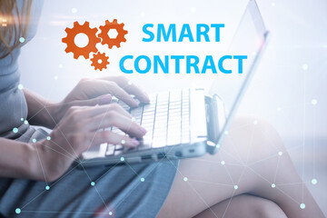 Smart contract as illustration of blockchain concept