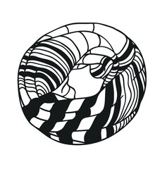 Hand drawn fashion illustration scarf. Creative ink art work. Actual vector drawing