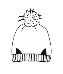 Hand drawn fashion illustration hat. Creative ink art work. Actual vector drawing