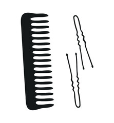 Hand drawn illustration comb. Creative ink art work. Actual vector drawing hairdresser tools