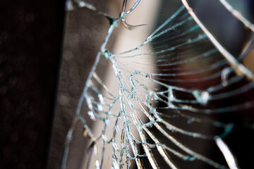 Beautiful shot of a broken mirror with blurred background