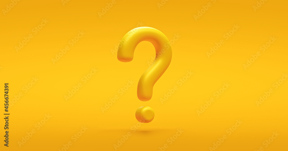 Poster yellow question mark icon sign or ask faq answer solution and information support illustration busin