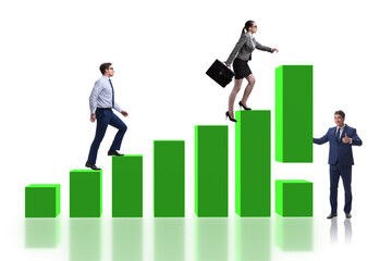 Fototapeta premium Business people supporting economic growth on chart