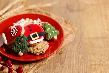 Christmas cookies on a wooden table