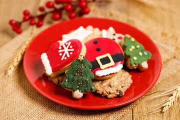Christmas cookies on a wooden table