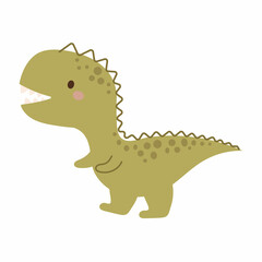 Cute baby dino in scandinavian style. Cartoon dinosaurs animal for kids cards, baby shower, t-shirt, birthday invitation, house interior. Bohemian childish vector illustration.
