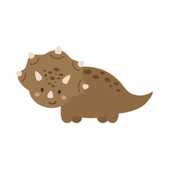 Cute baby dino in scandinavian style. Cartoon dinosaurs animal for kids cards, baby shower, t-shirt, birthday invitation, house interior. Bohemian childish vector illustration.