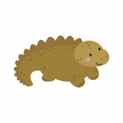 Cute baby dino in scandinavian style. Cartoon dinosaurs animal for kids cards, baby shower, t-shirt, birthday invitation, house interior. Bohemian childish vector illustration.