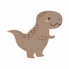 Cute baby dino in scandinavian style. Cartoon dinosaurs animal for kids cards, baby shower, t-shirt, birthday invitation, house interior. Bohemian childish vector illustration.