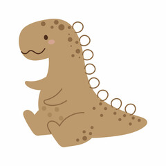 Fototapeta premium Cute baby dino in scandinavian style. Cartoon dinosaurs animal for kids cards, baby shower, t-shirt, birthday invitation, house interior. Bohemian childish vector illustration.
