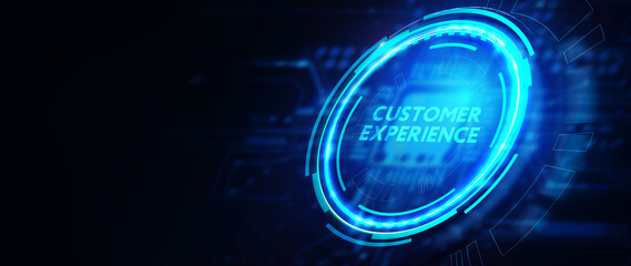 Business, Technology, Internet and network concept.  virtual screen of the future and sees the inscription: Customer experience. 3d illustration