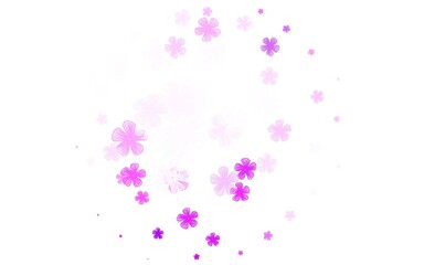 Light Pink vector doodle pattern with flowers.