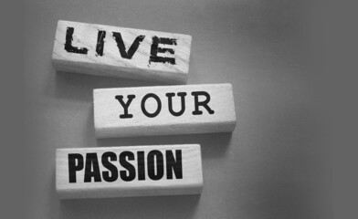 Live your passion words written on wooden blocks. live your dream predestination self motivation coaching concept