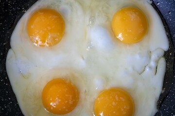 Egg fried meal cooking breakfast. cooked yolk.