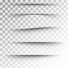 Set of realistic shadow effect on a transparent abstract background different shapes, page separation vectors