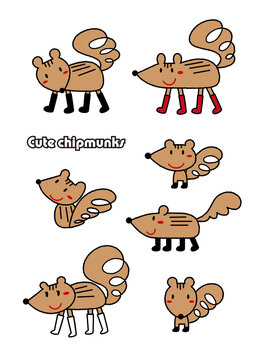 可愛らしいシマリスさんたち 子供が描いた絵 イラスト セット ベクター
 Adorable chipmunks! Picture drawn by a child illustration set vector