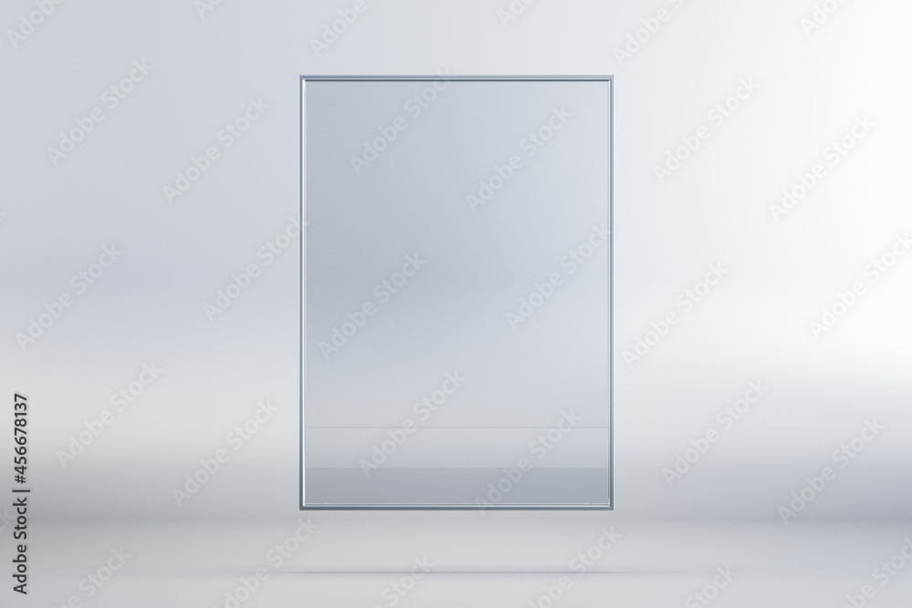 Aufkleber Blank rectangular glass frame banner on white background. Mock up, 3D Rendering.