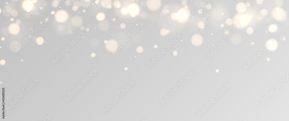 Poster Shining bokeh isolated on transparent background. Golden bokeh lights with glowing particles isolated. Christmas concept