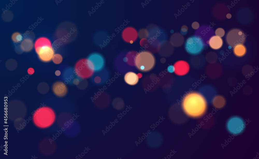 Poster Colorful bokeh lights background. Blurred circle shapes. Vector illustration