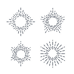 Set of Vintage Sunbursts in Different Shapes. Trendy Hand Drawn Retro Bursting Rays Design Elements. Hipster Vector illustration