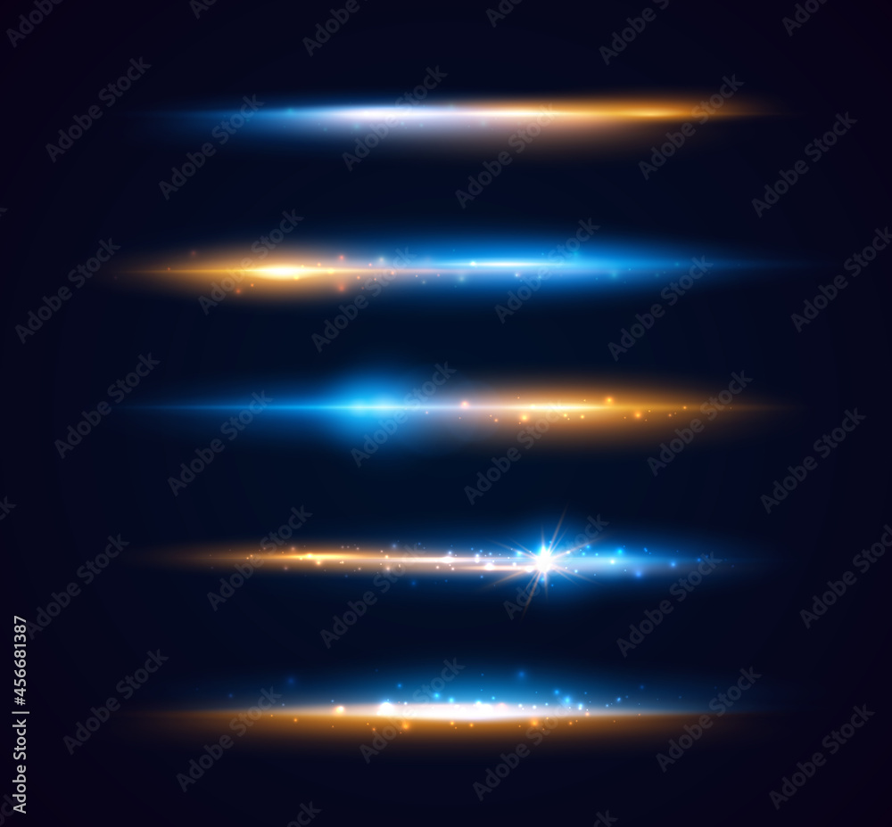 Aufkleber Set of shining sparkles and lens flares. Glowing lights isolated on transparent background. Vector illustration