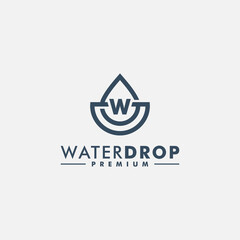 water drop with letter w logo template