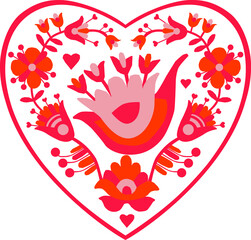 Decorative heart made in folk style. Great for postcards, design, prints, wrapping paper, fabric.