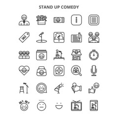 stand up comedy icon outline - obrazy, fototapety, plakaty