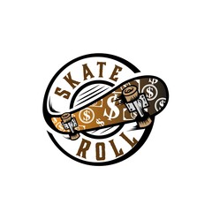 skate board roll logo designs for service simple modern