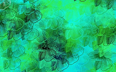 Dark Green vector elegant template with flowers.