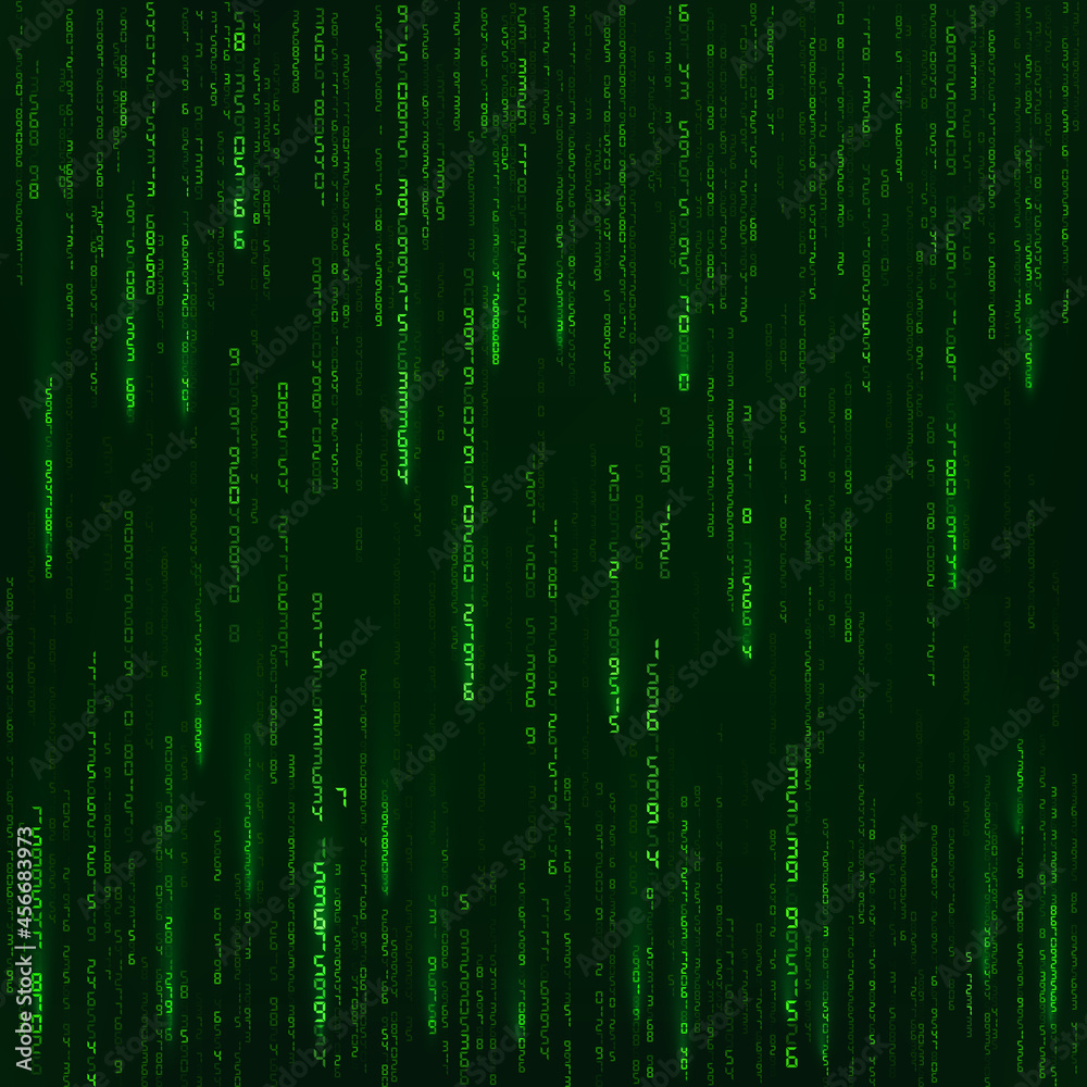 Poster Background in a matrix style. Green random numbers. Sci fi or futuristic backdrop. Encoded data. Vector