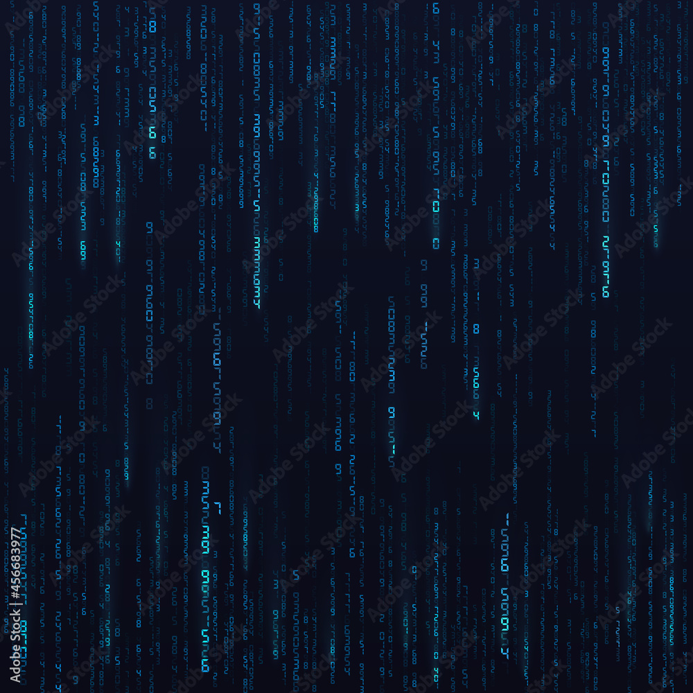 Poster blue hex random data stream. matrix numbers. big data visualisation. sci-fi or futuristic abstract b