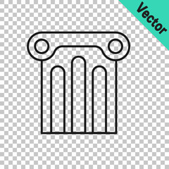 Black line Ancient column icon isolated on transparent background. Vector