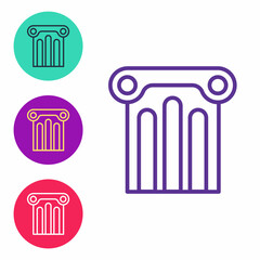 Set line Ancient column icon isolated on white background. Set icons colorful. Vector