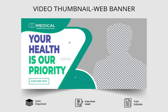 Medical video thumbnail design Template .editable thumbnail customizable video thumbnail and web banner .Editable Video cover photo template for Any social media.and and and Video Promote Tutorials.