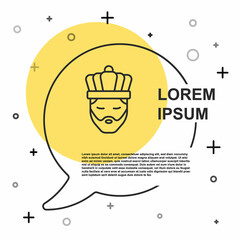 Black line King with crown icon isolated on white background. Random dynamic shapes. Vector