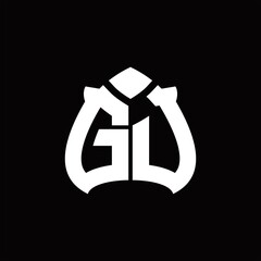 GU Logo monogram with spade shape design template