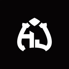 HJ Logo monogram with spade shape design template